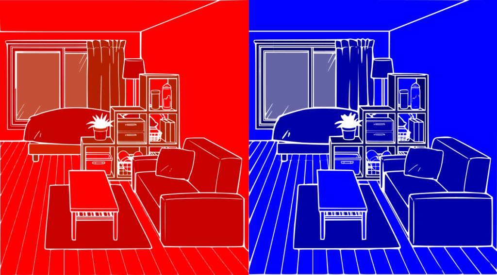 赤い部屋と青い部屋